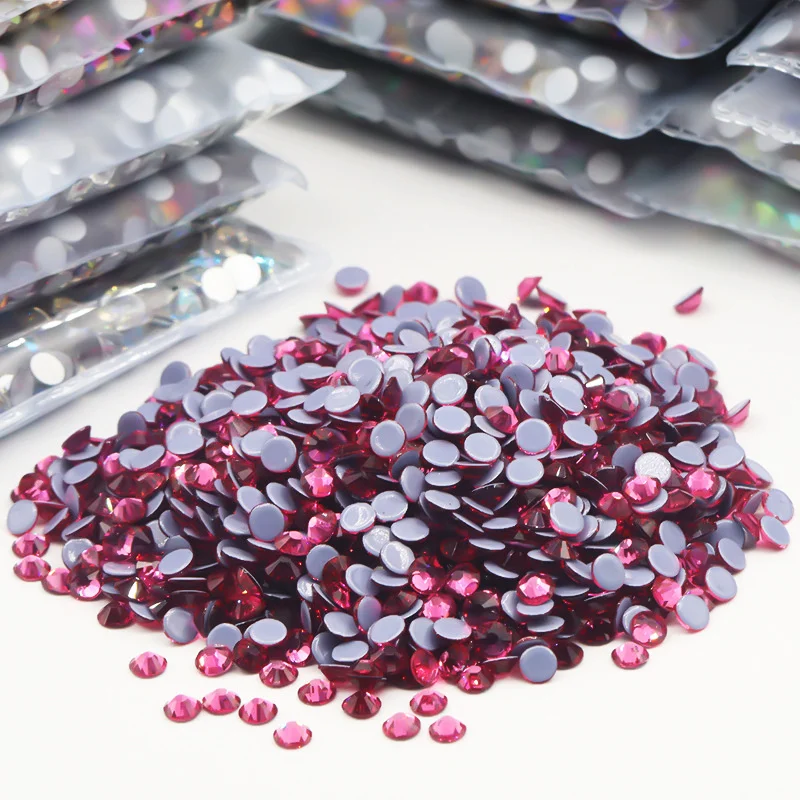 SS6-SS30 Glass Flatback Rhinestone Glitter Crystal AB Iron On Diamond Hotfix For Clothes Decoration