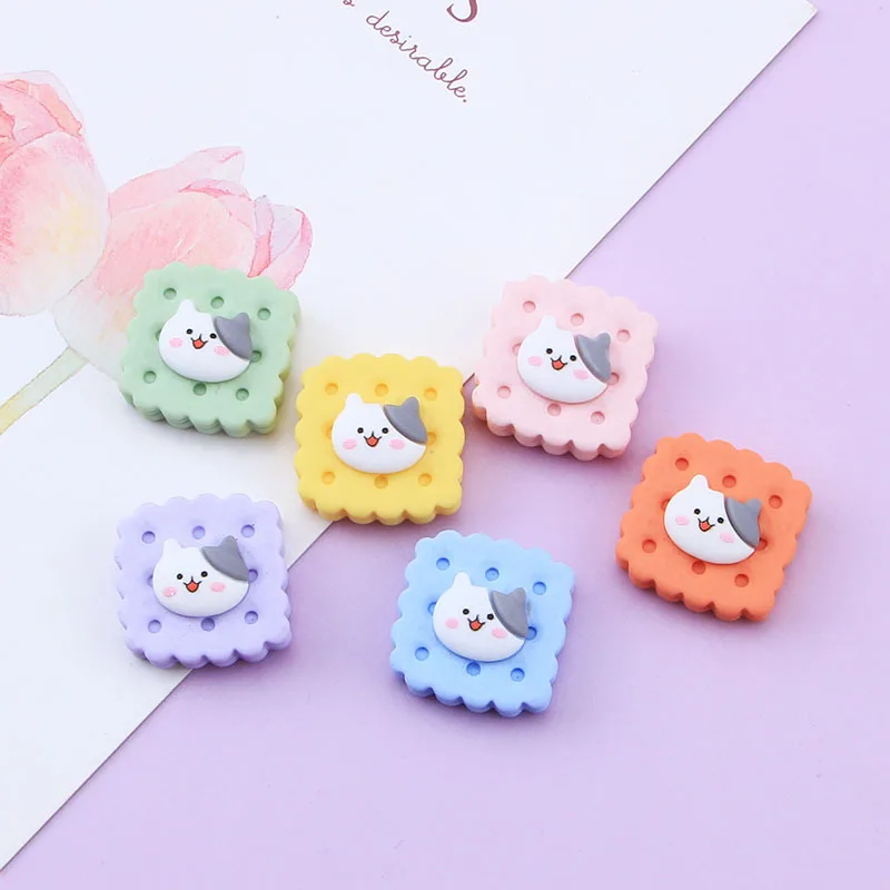 

10pcs Cute Cat Cookies Resin Flatback Cabochons Charms for Jewelry Making 20mm Kawaii Resins for Phone Case Hair Accessories