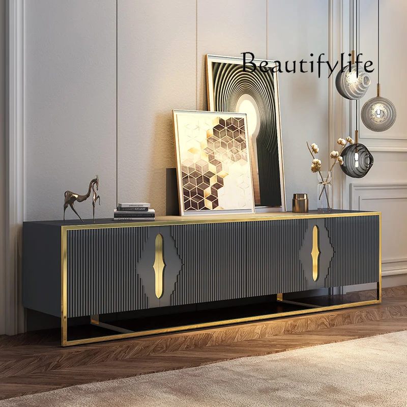 

Italian Affordable Luxury Style TV Cabinet Modern Minimalist Villa Living Room Designer Model Storage Floor Cabinet