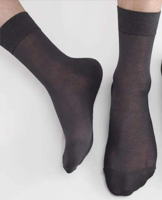 Men Silk Socks Summer Thin Business Crew 4 Pair 73 Odorless