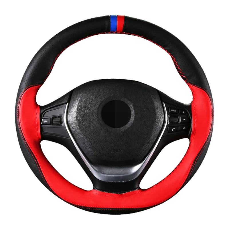 Braid On Steering Wheel 38cm Car Steering Wheel Cover Fashion Stitching Hand-stitched Soft Non-slip Auto Interior Accessories