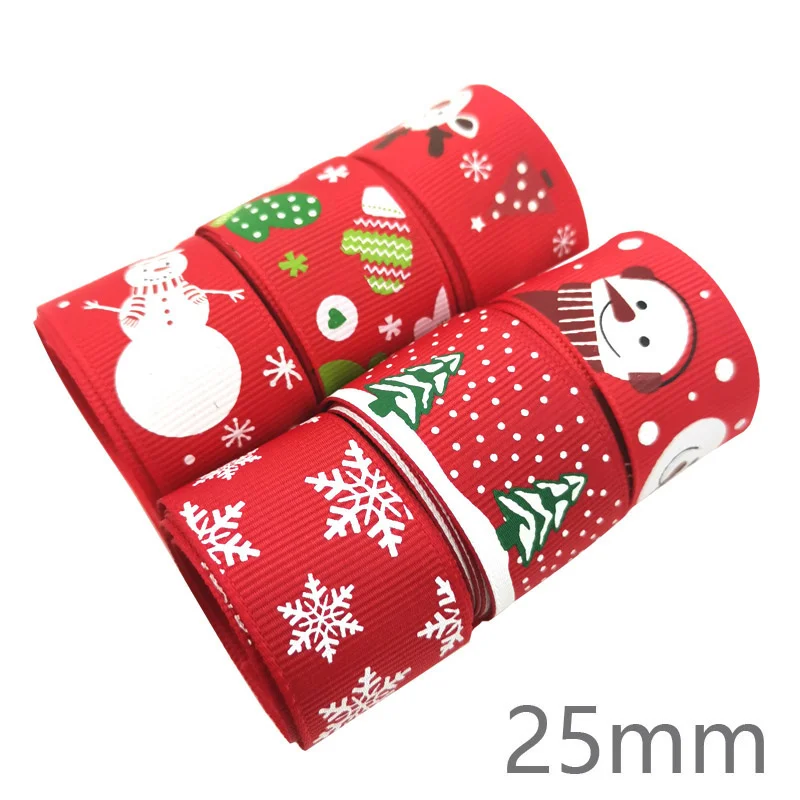 Trimming Shop Cinta De Navidad Para Envolver Regalos, Cinta Roja De Grosgrain De Navidad Para Manualidades, Lazo Para El Cabello,decoración De árbol Copos De Nieve Y árbol De Navidad, 10 Mm X