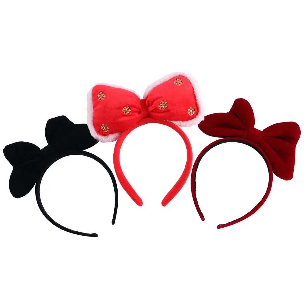 

Elegant Trendy For Girls Snowflower Non-slip Velvet Red Hairbands Korean Head Wrap Women Hair Hoop Big Bow