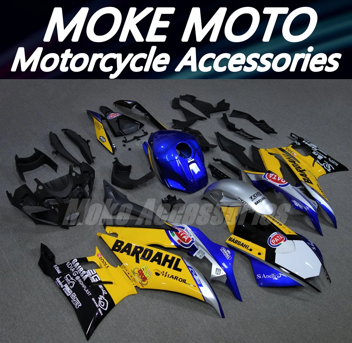 Motorcycle Fairings Kit Fit For YZF R25 R3 Bodywork set High quality ABS injection Blue Yellow BARDAHL