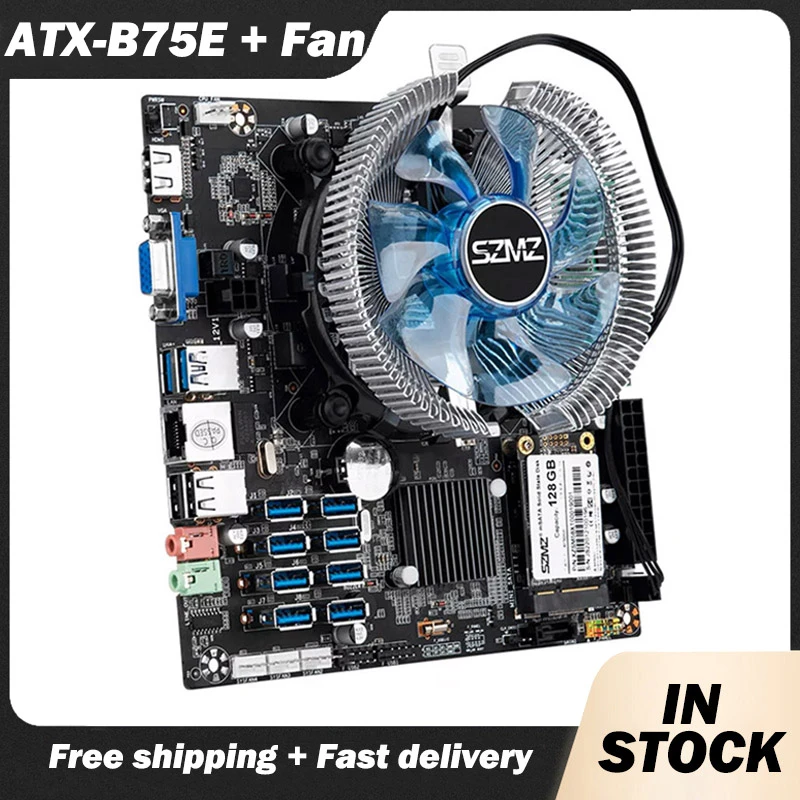 ATX B75E Mining Motherboard Kit with Processor G530 + DDR3 8GB RAM + 128GB MSATA B75 LGA1155