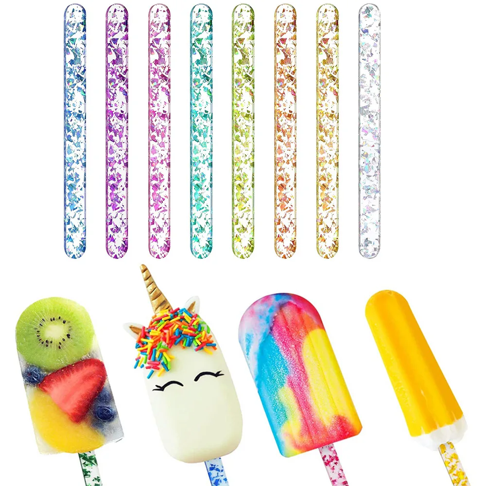 Acrylic Ice Cream Sticks Popsicle Sticks Reusable Popsicle Sticks for Home  Party Craft Sticks Colorful