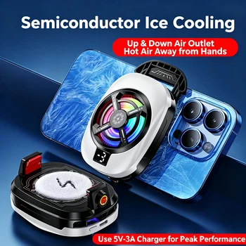 Ventola di Raffreddamento per Smartphone con Clip Posteriore, Dissipatore di Calore a Semiconduttore, Display Digitale, Radiatore di Raffreddamento per Giochi, Compatibile con iPhone e Samsung