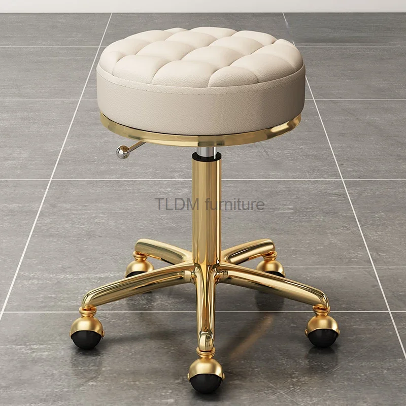 Vintage Fashion Swivel Stool Barber Shop Bench Golden Hairdressing Chair Massage Clinic Office Home Seat Cadeira Salon Furniture foldable garden kneeler kneeling bench stool soft cushion seat pad