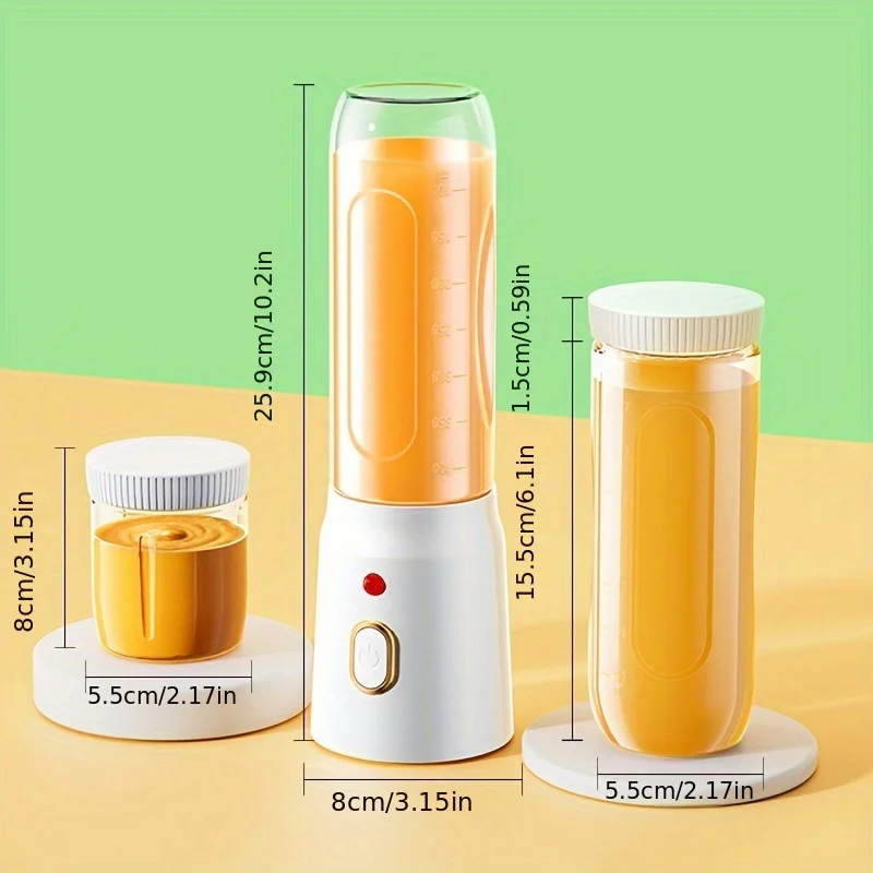 Portable Blender Bottle Fruit Juicer 500ML Personal Lemon Blender with 6 Blades BPA Free Kitchen Automatic Fresh Squeezer Travel 3