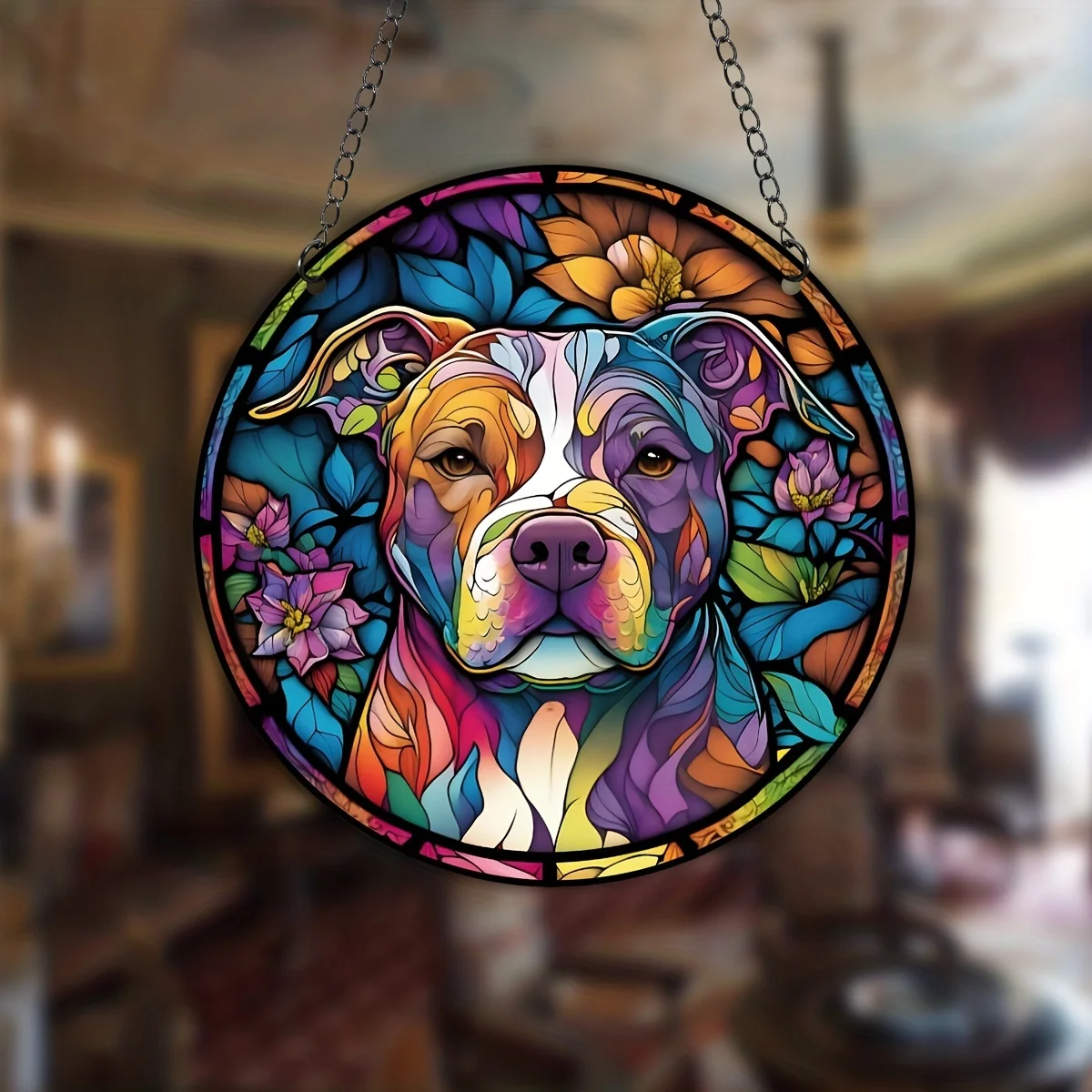 Colorful Pitbull Acrylic Suncatcher 1 | Colorful Pitbull Acrylic Suncatcher 2