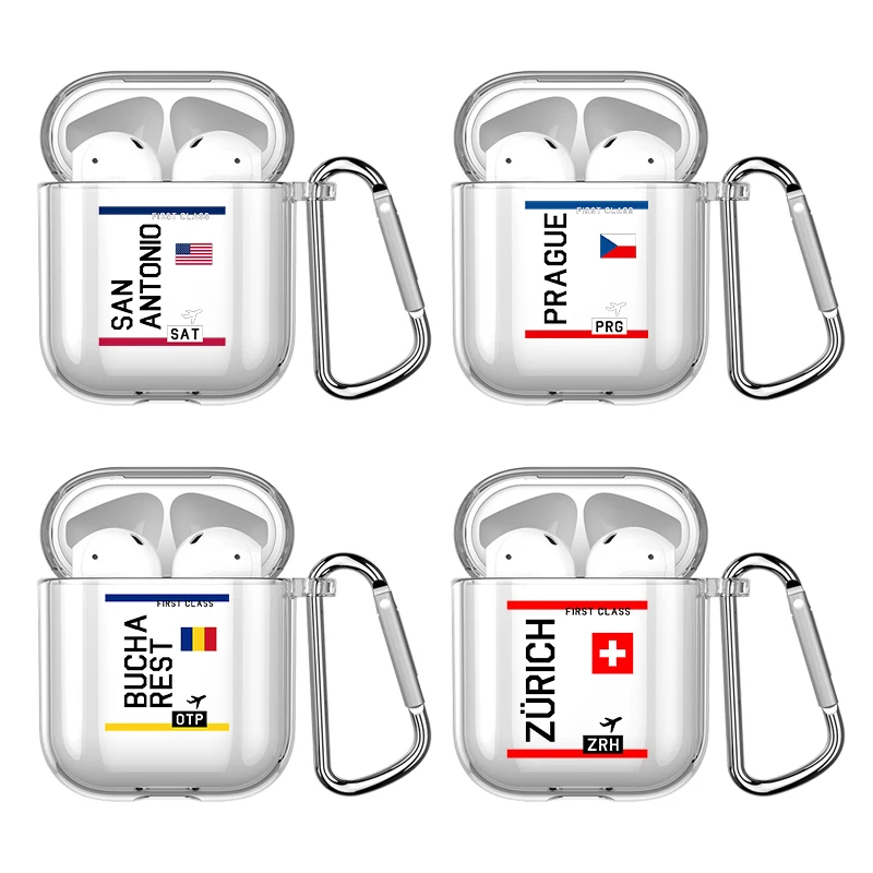 

Travel Airplane Ticket Art With Hook For Airpod Pro 3 Pro2 Clear Cover Accessorie Soft Case for Apple Airpods 2 1 Earphone Cases