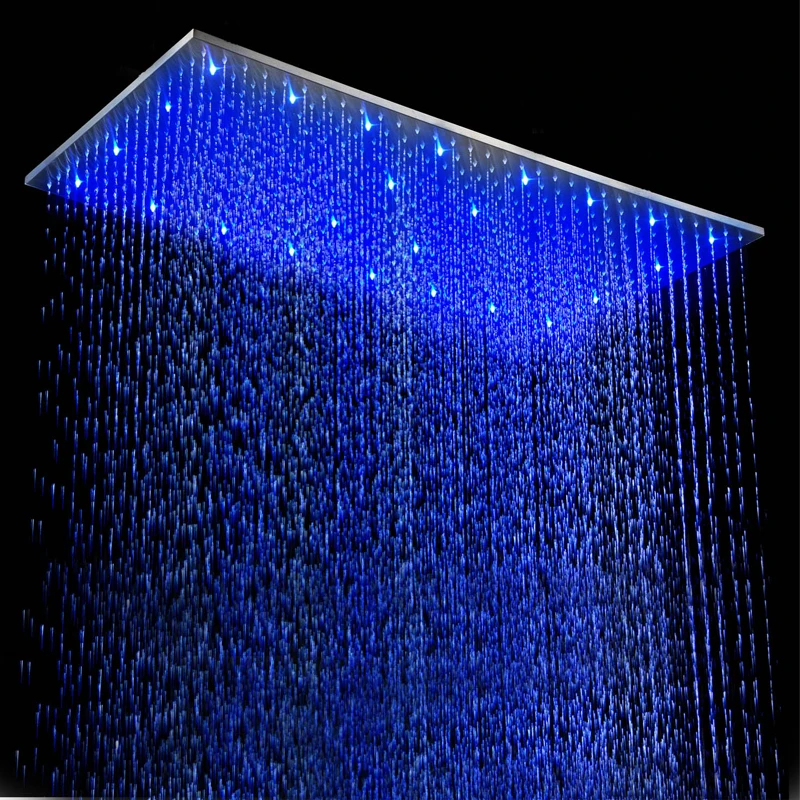 Bathroom Accessories Large Rainfall Shower Set 304 Stainless Steel LED ShowerHead Faucets With Massage Body Jet Chrome Finished
