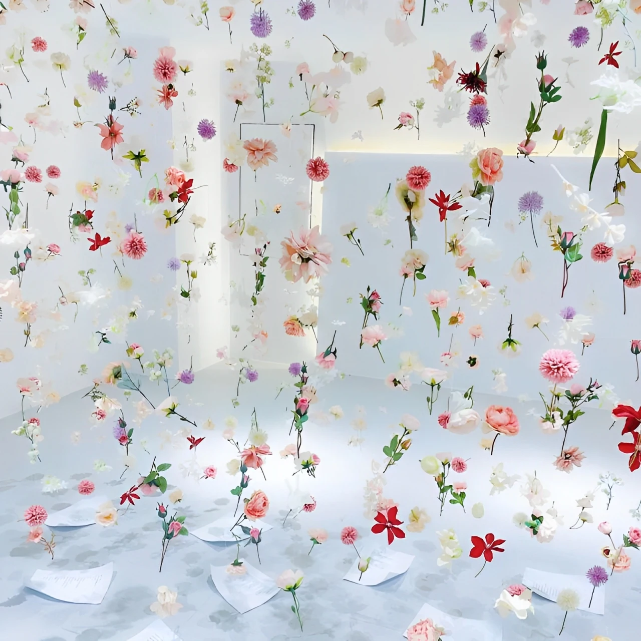 Aqumotic Flower Partition Room Dividers Hanging Curtain Wire DIY Random Plants 50/100pcs Divider for Room Separation