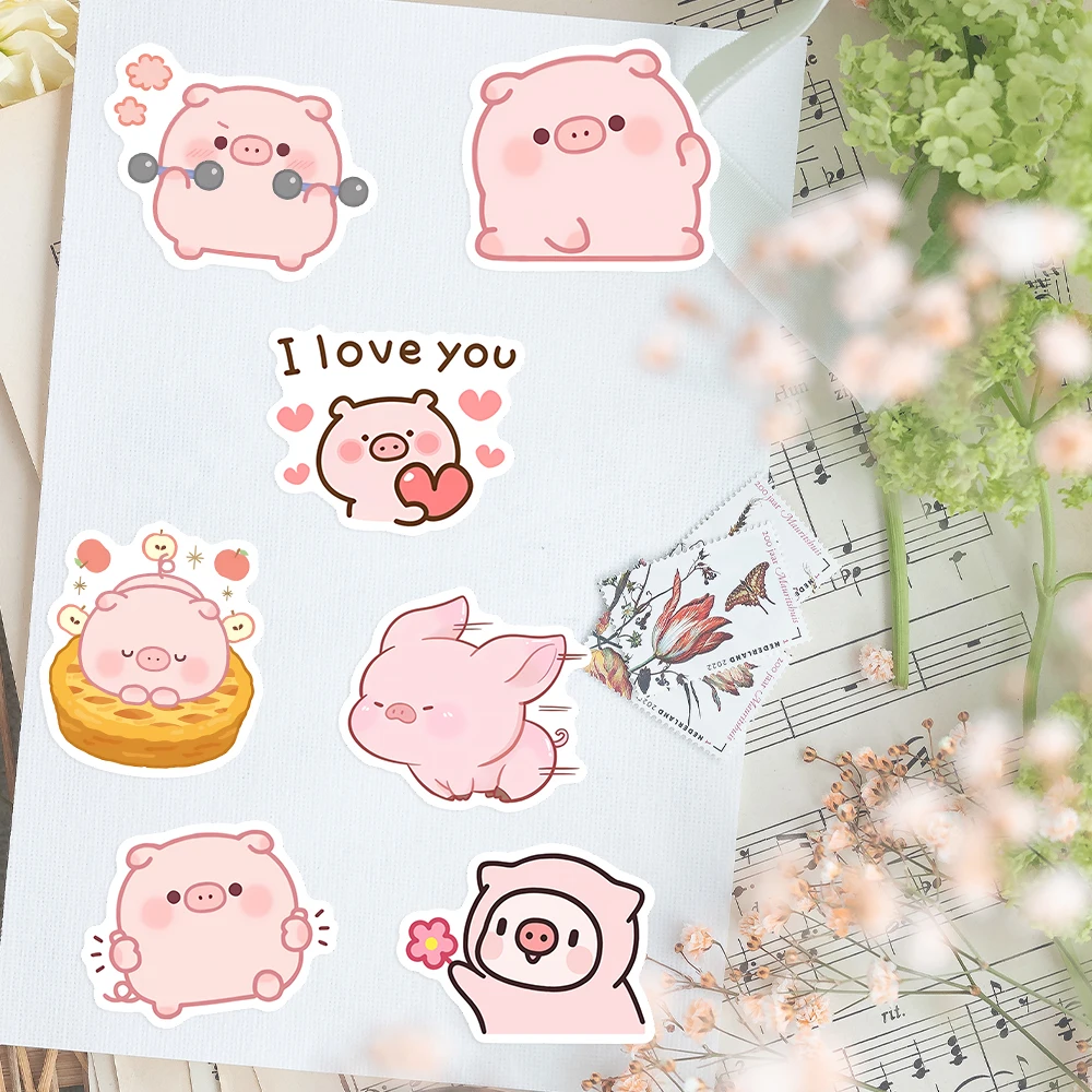 Cute Cartoon Pig Stickers Funny Kawaii Kids DIY Gift Toy Decorative Decal for Scrapbook Journal Laptop Phone Luggage Waterproof