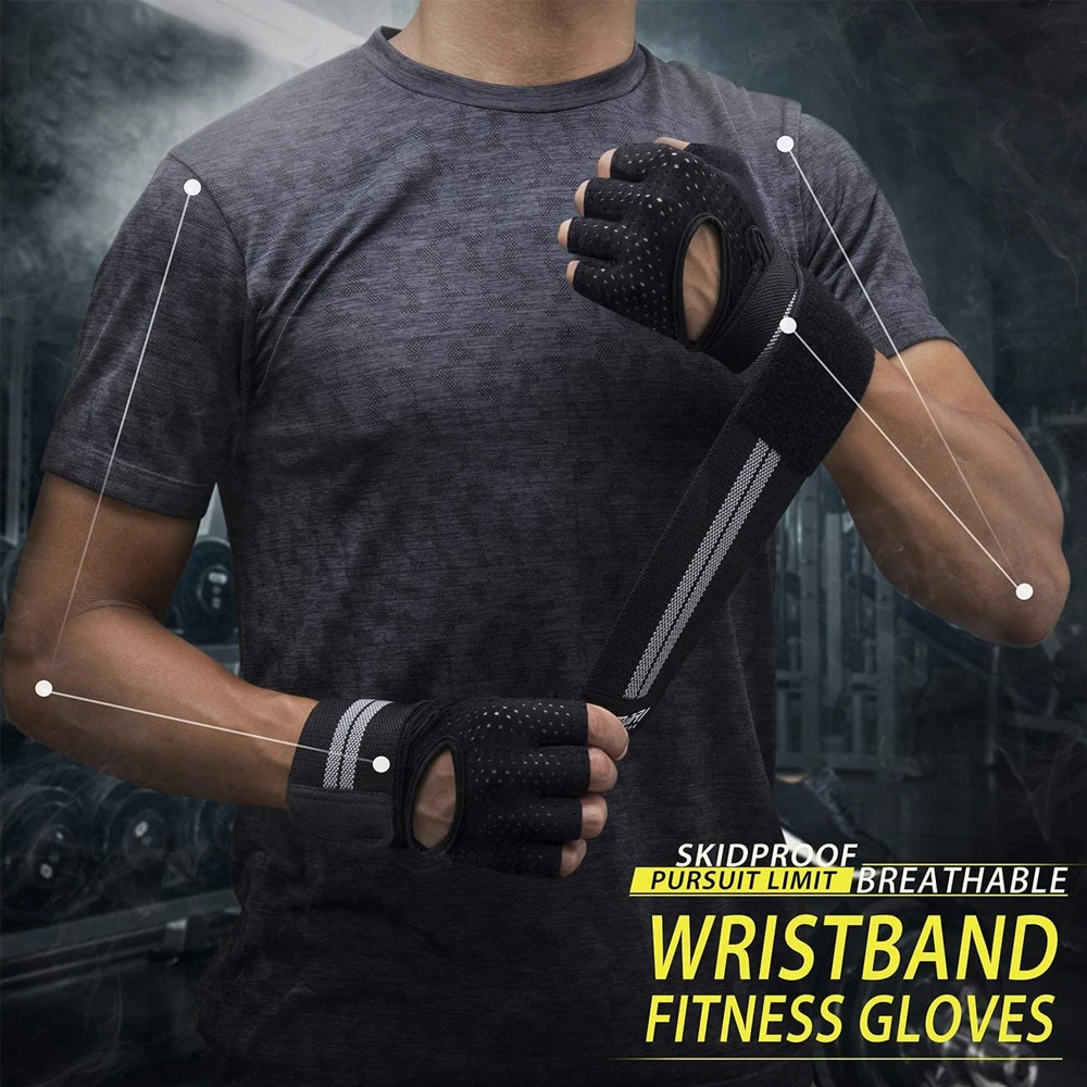 1 Pair Dumbbell Gloves Men Women Weightlifting Crossfit Bodybuilding Workout Sport Gym Training Gloves Non-slip Wrist Protector BEST SELLERS