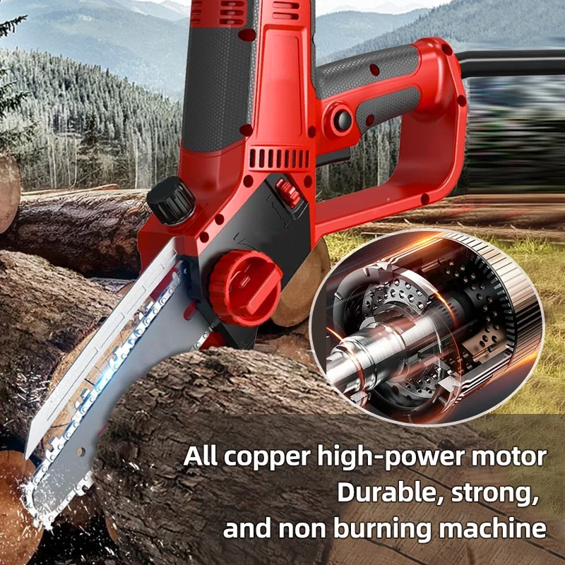 미니 강력한 전기 체인톱, 목공 핸드 헬드 전정 전기톱, 목재 정원 절단 도구, 6 인치