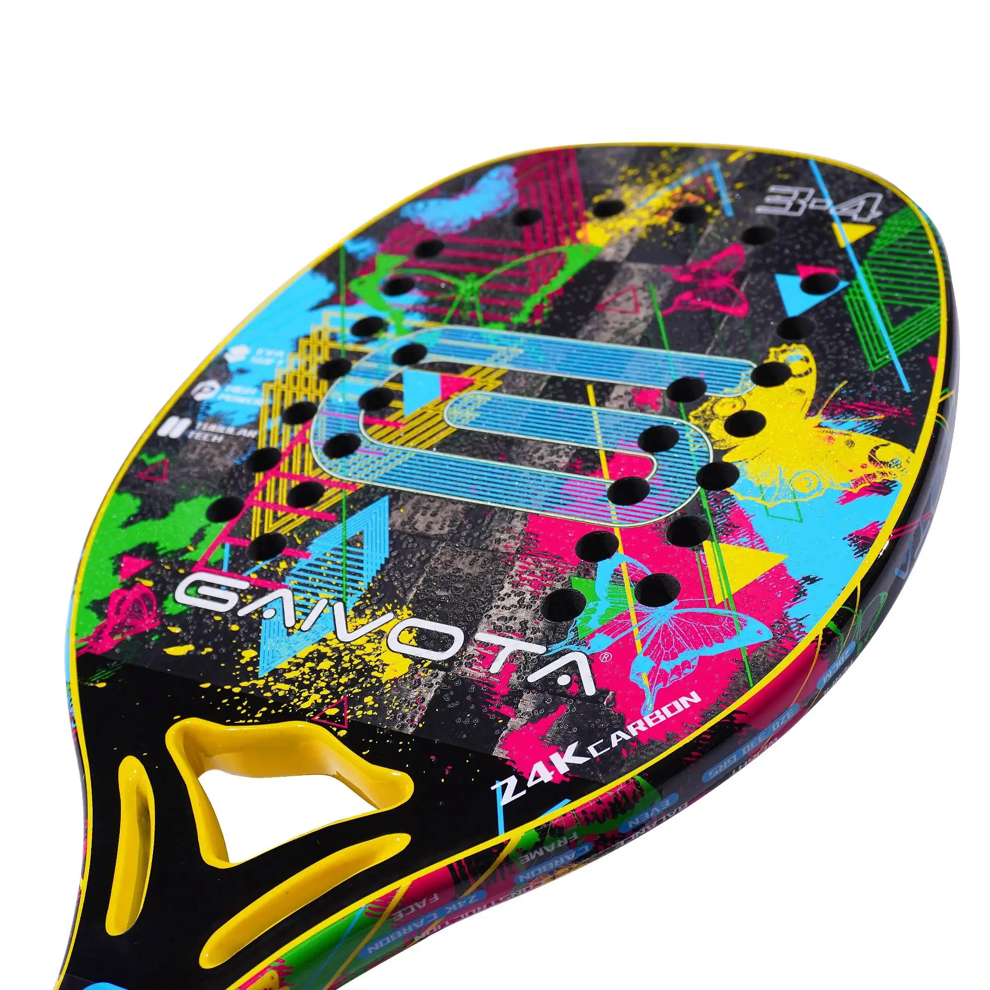 Gaivota butterfly multi-color women's beach tennis racket 24K carbon racket with rough surface treatment and backpack
