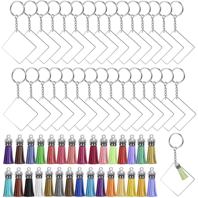 120pcs Acrylic Blank Keychains Set 3 Shapes Clear Acrylic Disc Leather  Tassel Charms Key Chains For DIY Craft Vinyl Kit - AliExpress