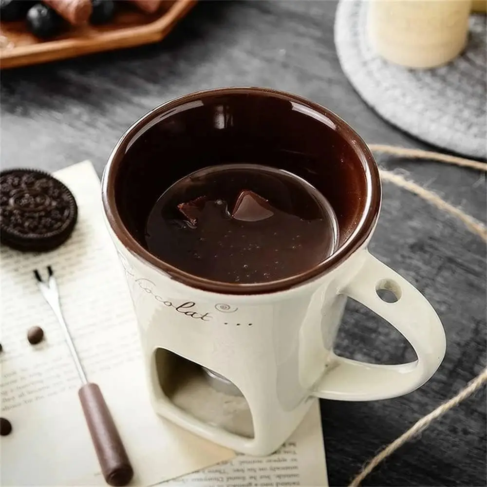 Description Picture 5 of itemFondue Mug Set Personal Mini Fondue Pots Chocolate Cheese Ice Cream Fondue Maker Kit Individual Butter Melter Cup Small Warmer
