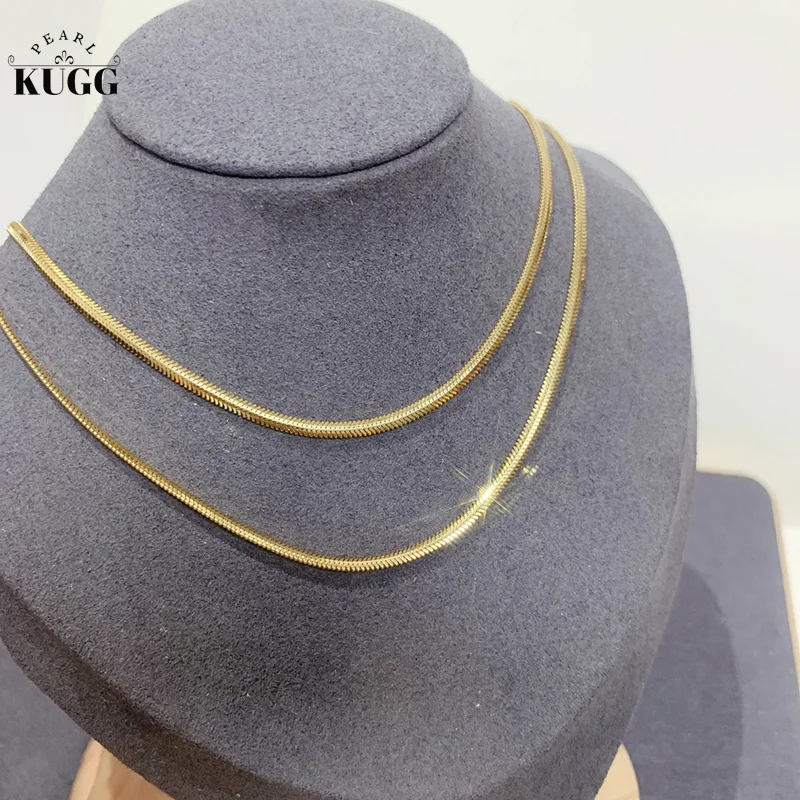 KUGG 18K Yellow Gold Necklace Fashion Soft Snake Chain Design Elegant Necklace for Women INS Style Jewelry