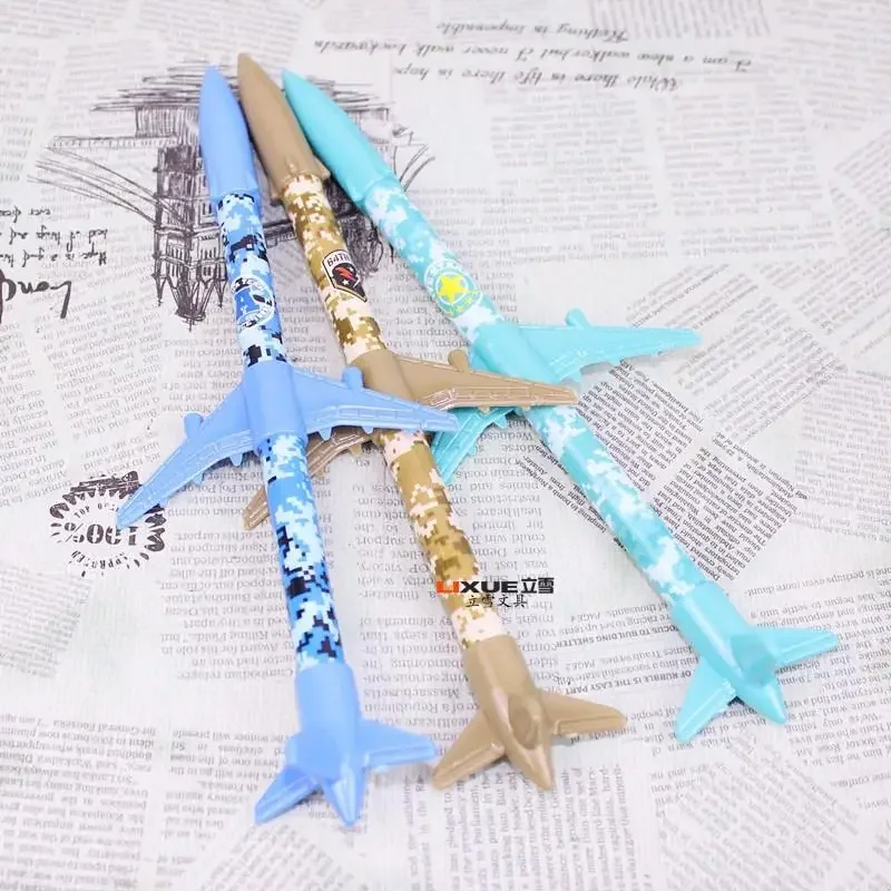 2Pcs/Set 0.35mm Cute Camouflage Plane Model Neutral Pen Stationery Snow Firewire Creative 2