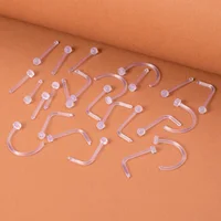 10-100pcs Clear Acrylic Nose Ring Stud Transparent Invisible Straight Nostril Ear Piercing Prevent Allergy Retainer Body Jewelry 4