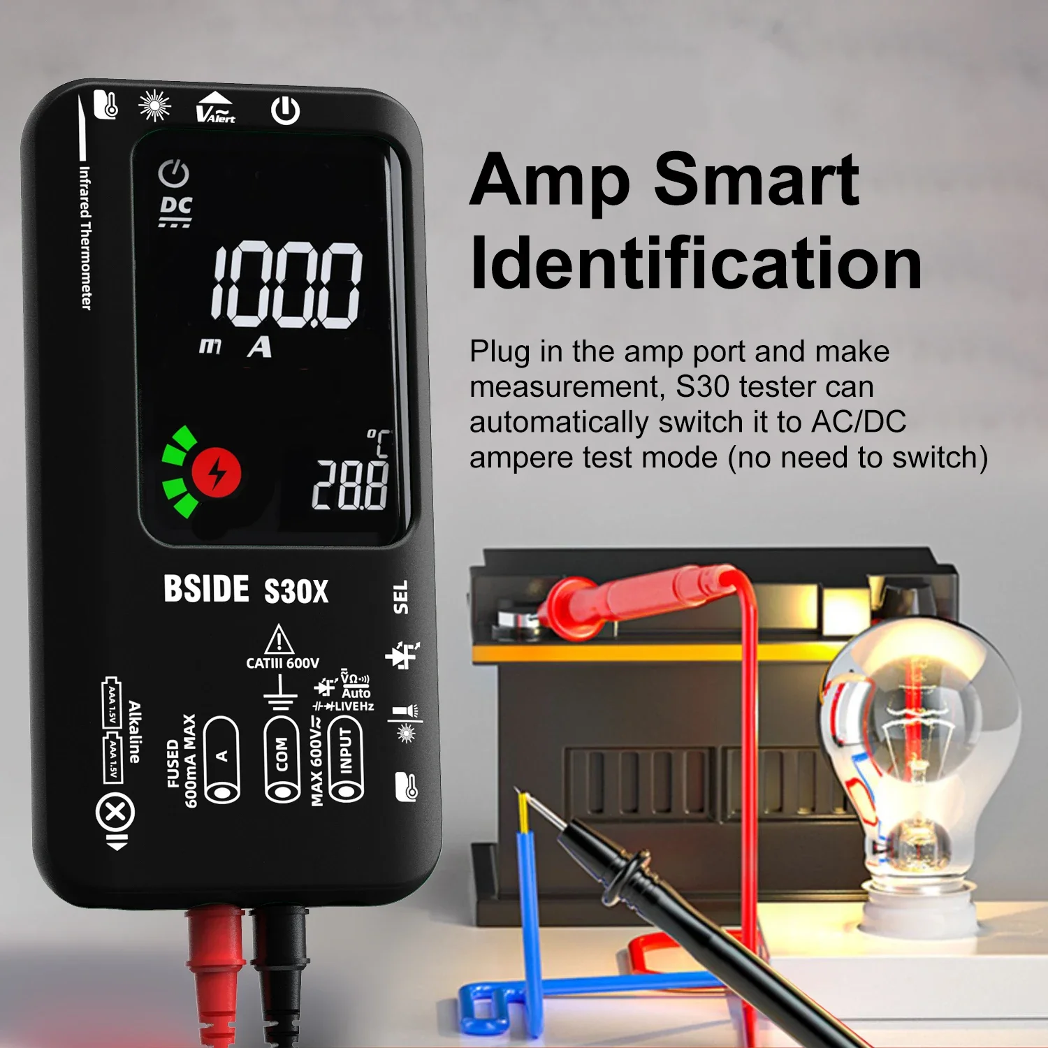 BSIDE S30X Charge Auto Range Digital Multimeter Professional Electrician Tool 9999 AC DC Voltage Current 15V Diode Temp Tester digital multimeter
