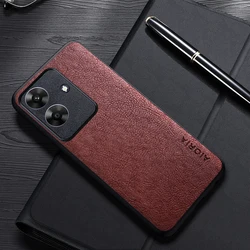 Luxury Leather Business Phone Case with Simple Design for Realme Note 60 (Coffee)