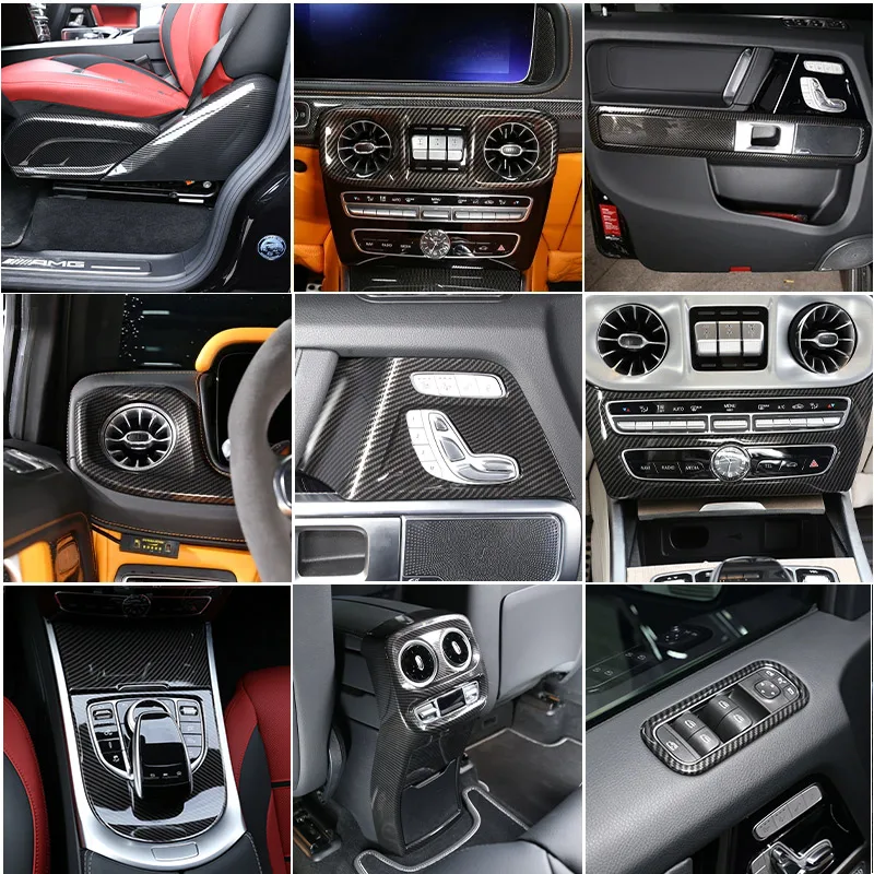 

ABS Carbon Fiber For Mercedes-Benz G-Class W463 W464 2019-23 Air AC Lift Button Lights Control Panel Cover Trim Car Accessories