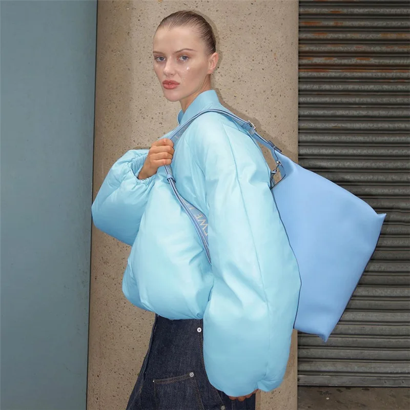 Streetwear Bubble Coat Women Solid Zipper Fly Baggy Bomber Jacket 2023 Winter Warm Thick Downcoat Harajuku High Street Outerwear