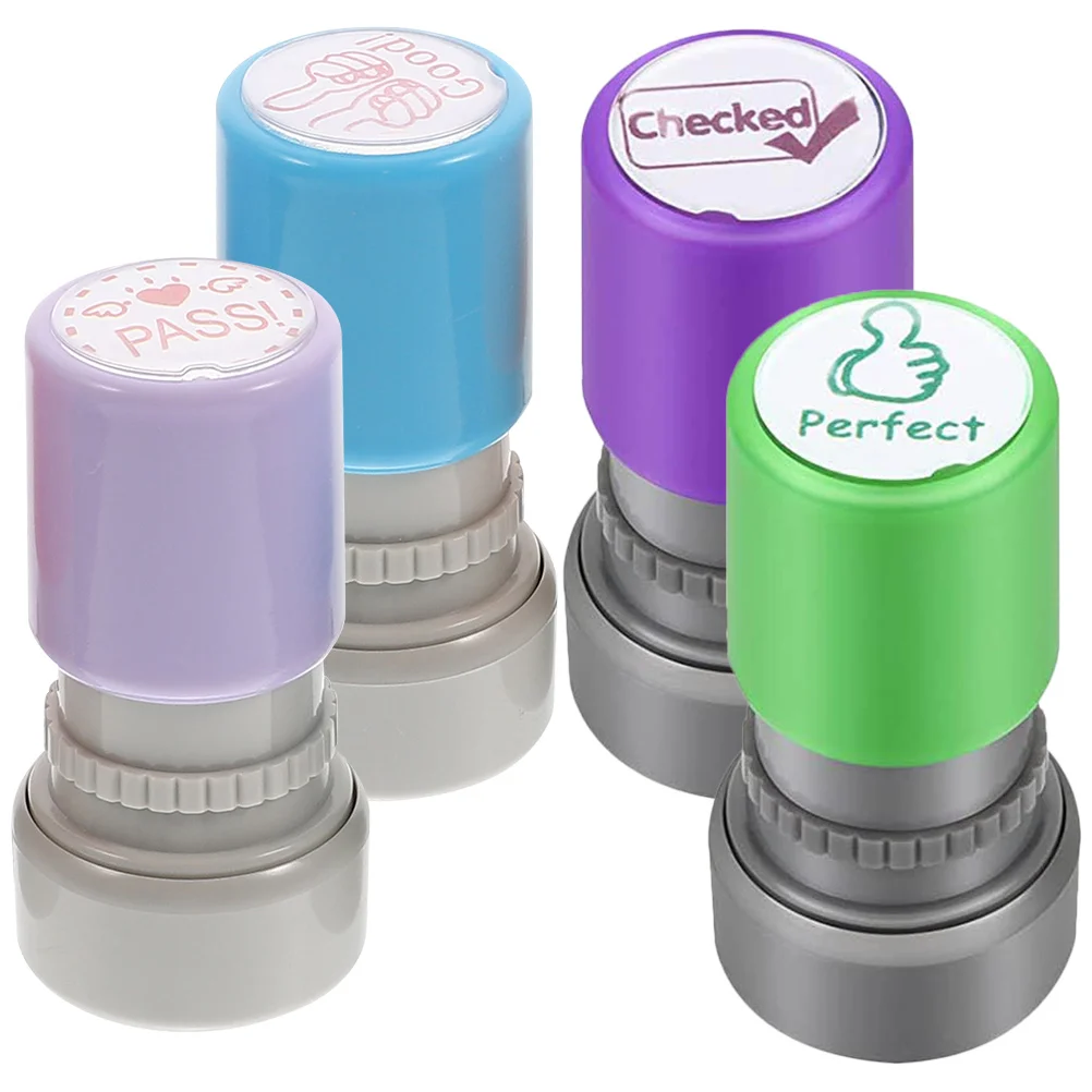 

4 Pcs Encourage Cartoon Chapter Stamper for Homework Stamps Convenient Teacher Reward Supply Comfortable Classroom Decor