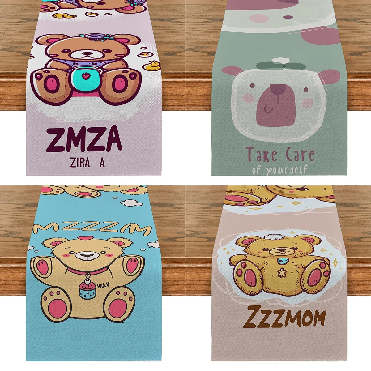 

Cute Cartoon Bear Table Flag Guitar Koala Table Runner Home Kitchen Living Room Holiday Party Tablecloth Rectangular Decoration