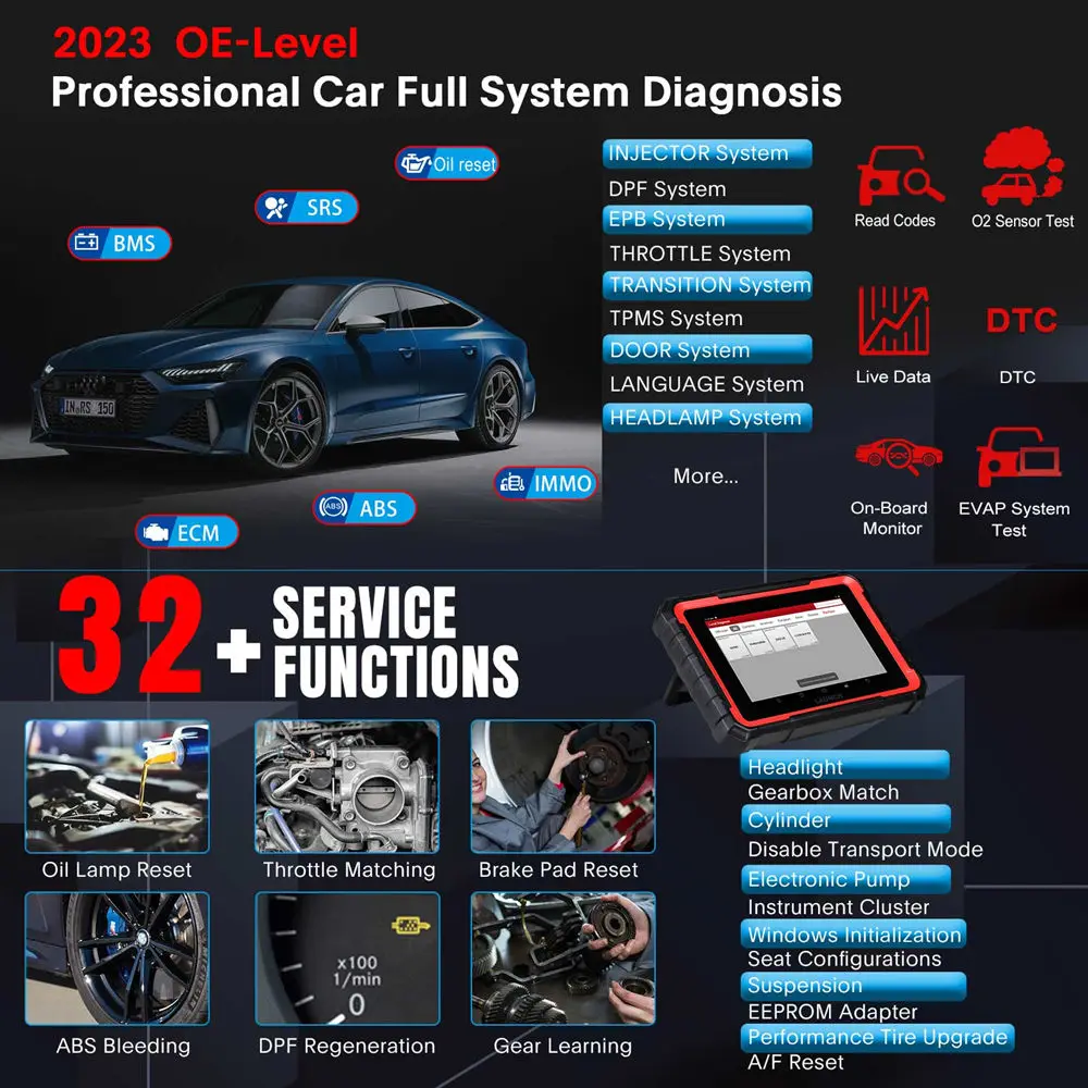 Launch X431 PRO ELITE Auto Full System Car Diagnostic Tool Key Program CAN FD Online ECU Programming