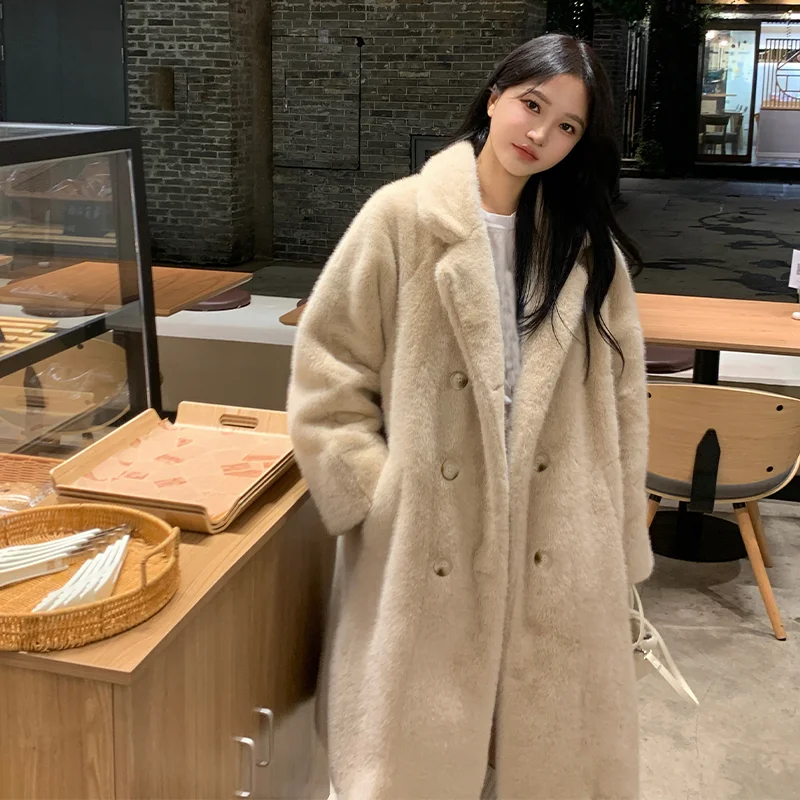 

2024 women's fashionable artificial mink fur long coat winter new style