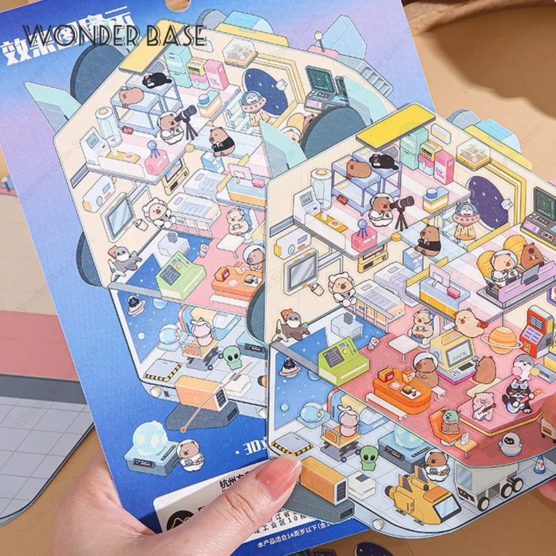 3D Cartoon Capybara DIY Landscape Sticker Miniature Scene Pocket Cabin Scene Stacking Gift for Kid Child cartoon stickers,decorative stickers,self adhesive stickers,custom stickers,stationery stickers,anime stickers,paper stickers,adhesive stickers,decorative labels stickers,animal stickers