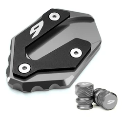 Premium CNC Side Stand Enlarger & Kickstand Foot Pad with Tire Valve Caps (1Set Grey - Tracer 9)