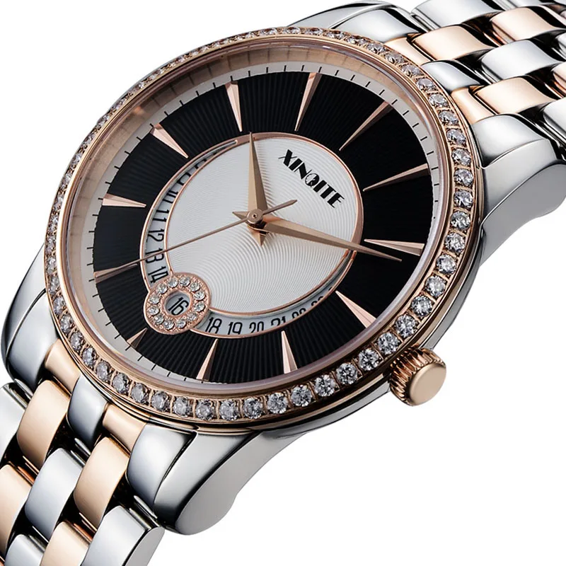 Luxury Diamend 40MM Men Automatic Mechanical Watch Stainless Steel Two Tone Male Wristwatch 3PIN