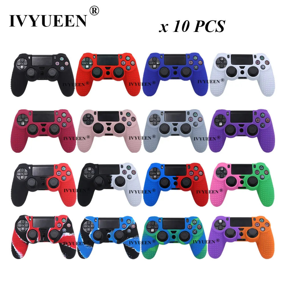 IVYUEEN 10 PCS for PlayStation 4 PS4 Pro Slim Controller Gel Protective Skin Cover Analog Thumb Stick Grips Cap