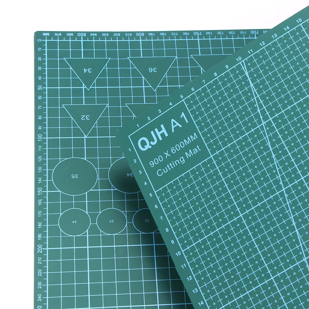 QJH A1/A2/A3/A4 PVC Self-Healing Cutting Mat Double-Sided Green Cutting Mat Metric Printed Grid Line Leather Craft cutting mat craft cutting tool