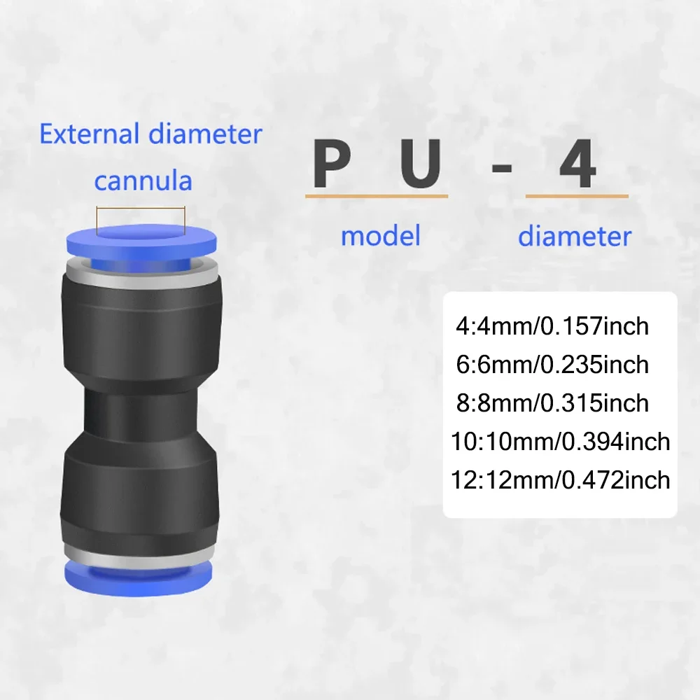 Boxed Set Air Straight Pneumatic Fittings 4 6 8 10mm PU Series Water Pipes Quick Release Connector Plastic Hose Couplings
