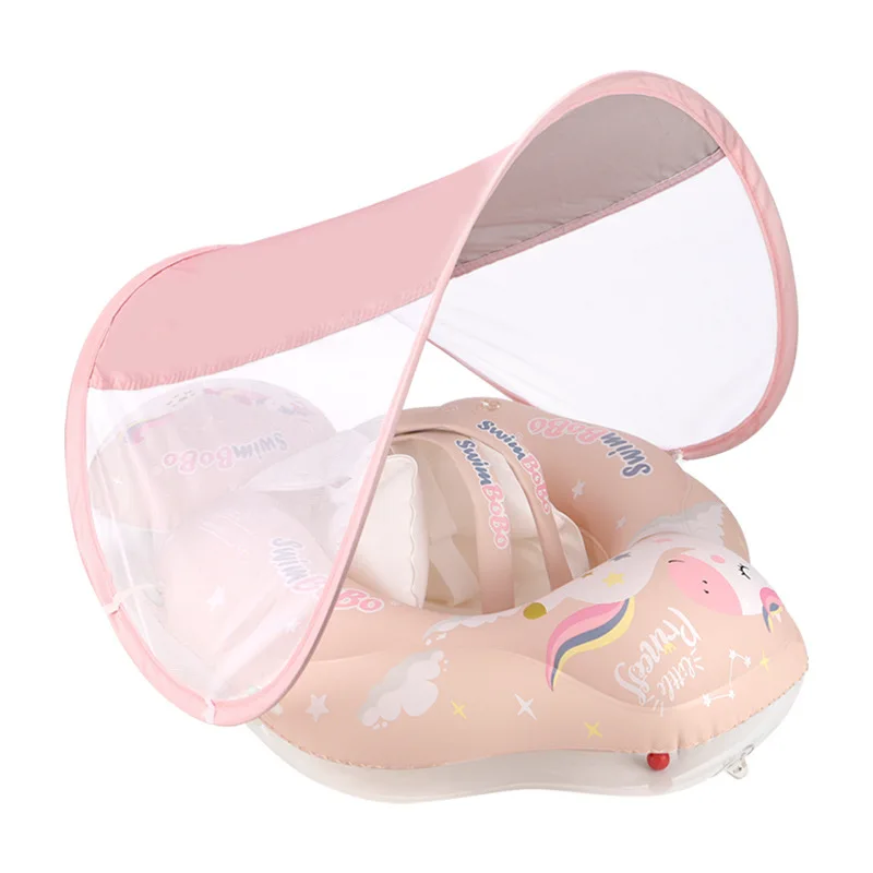 Swimbobo For Baby Swimming Circle Crouching Circle Pink Unicorn Children's Swimming Sun Protection and Sunshade baby float inflatable pool float ring
