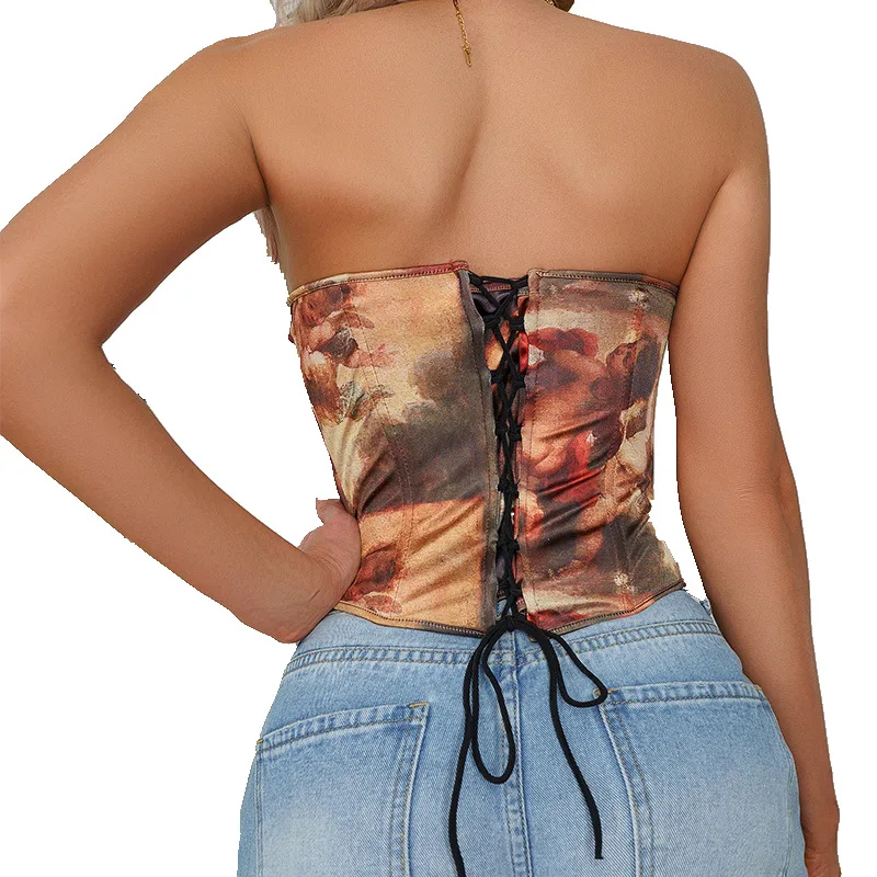Summer breasted steel ring fishbone tube top new spice girl ins sexy wrapped chest slim body shaping  body shapers women corset