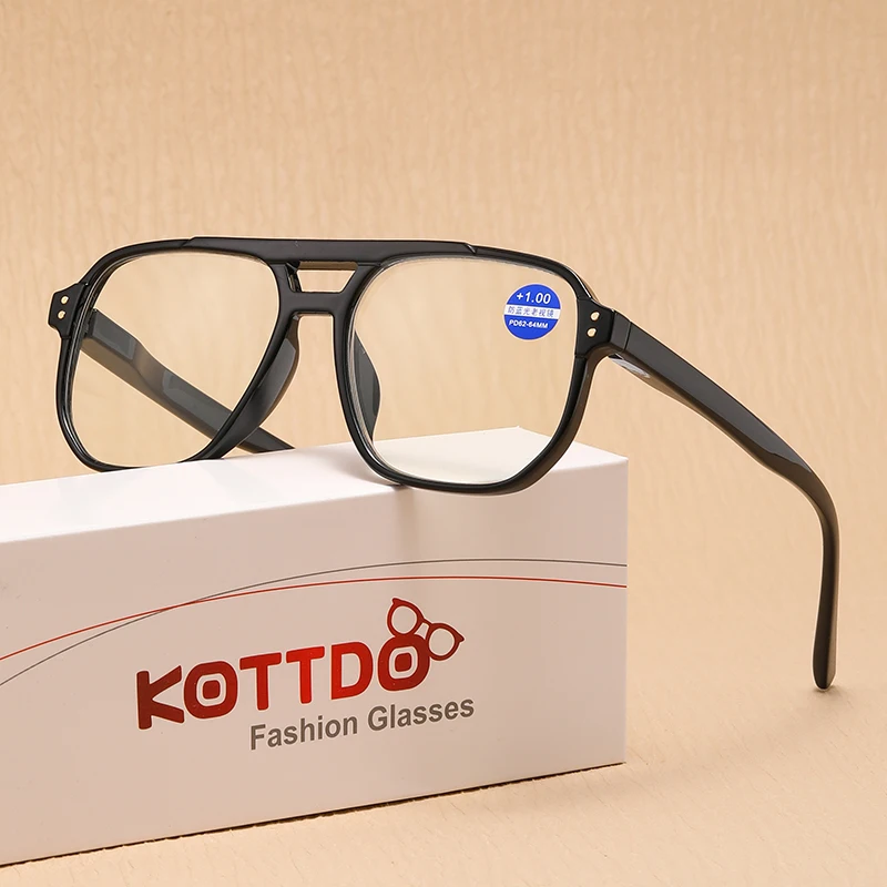 New Fashionable Reading Glasses Men with Spring Legs and No Facial Clamping Design Anti Blue Light Presbyopia Hyperopia Eyeglass