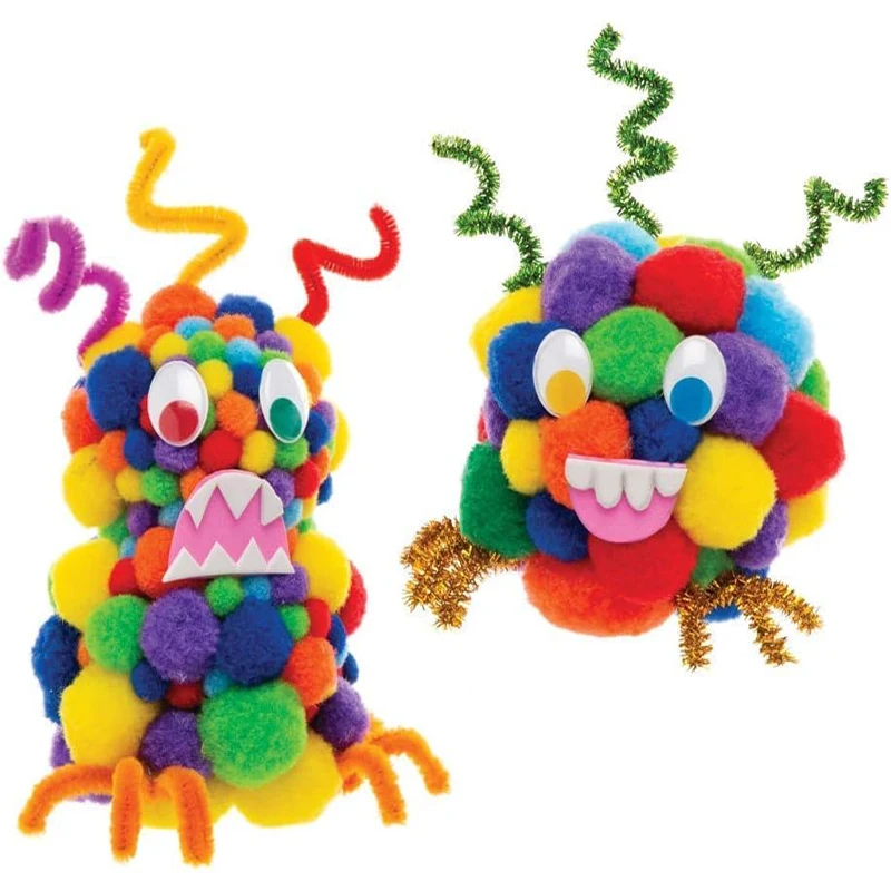 Pom Poms Craft Supplies 200-1000Pcs Mixed Color Fluffy Soft Pompones Assorted Pompoms Balls Poms Balls Craft Supplies Kids DIY Art Creative Crafts Decor