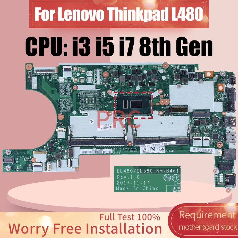

NM-B461 For Lenovo Thinkpad L480 Laptop Motherboard i3 i5 i7 8th Gen 01LW375 01LW293 02DC004 02DC301 Notebook Mainboard