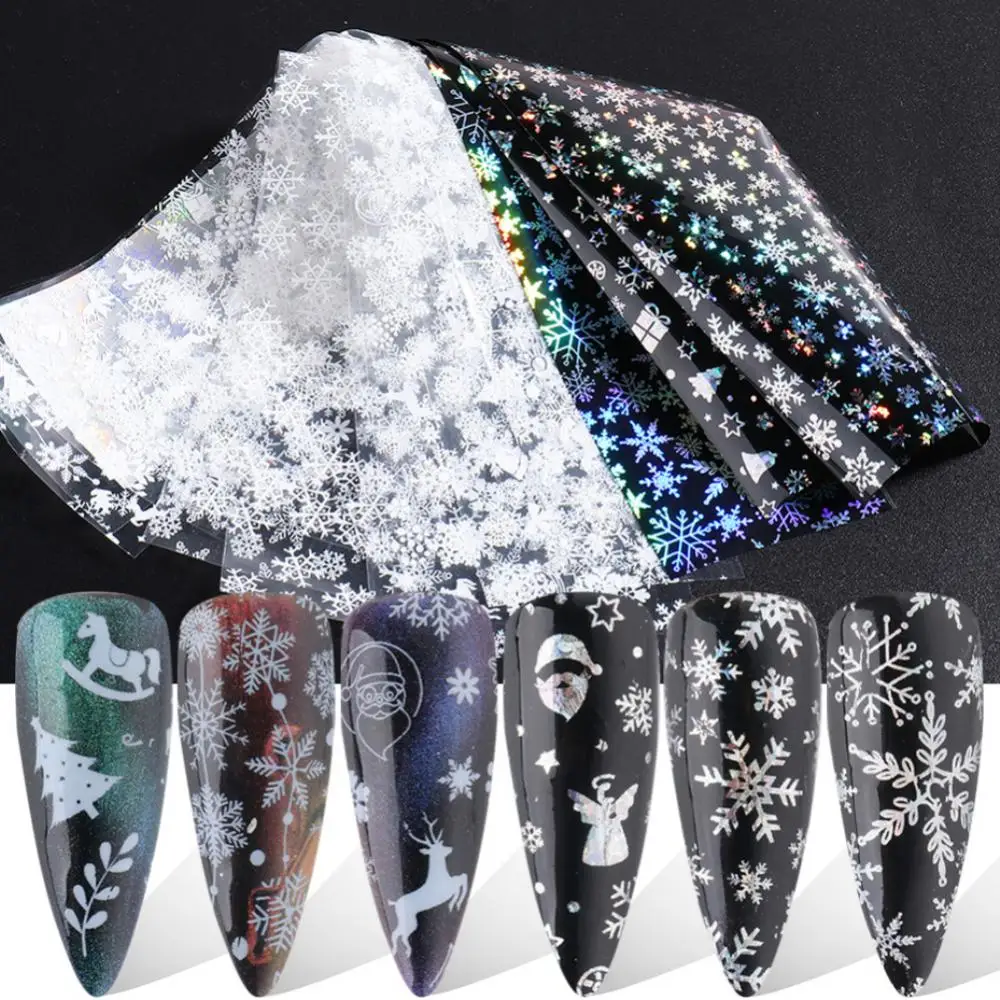 

Nail Starry Paper Black And White Snowflake Color Christmas Laser Nail Transfer Paper Stickers & Decals Nail Art & Tools