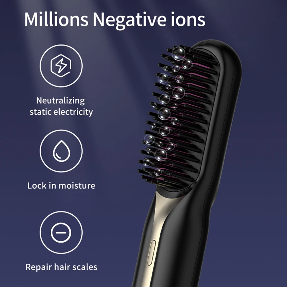 Portable Wireless Hair Straightener Professional Quick Heated Electric Comb Personal Care Multifunctional Hairstyle Brush Salon 2