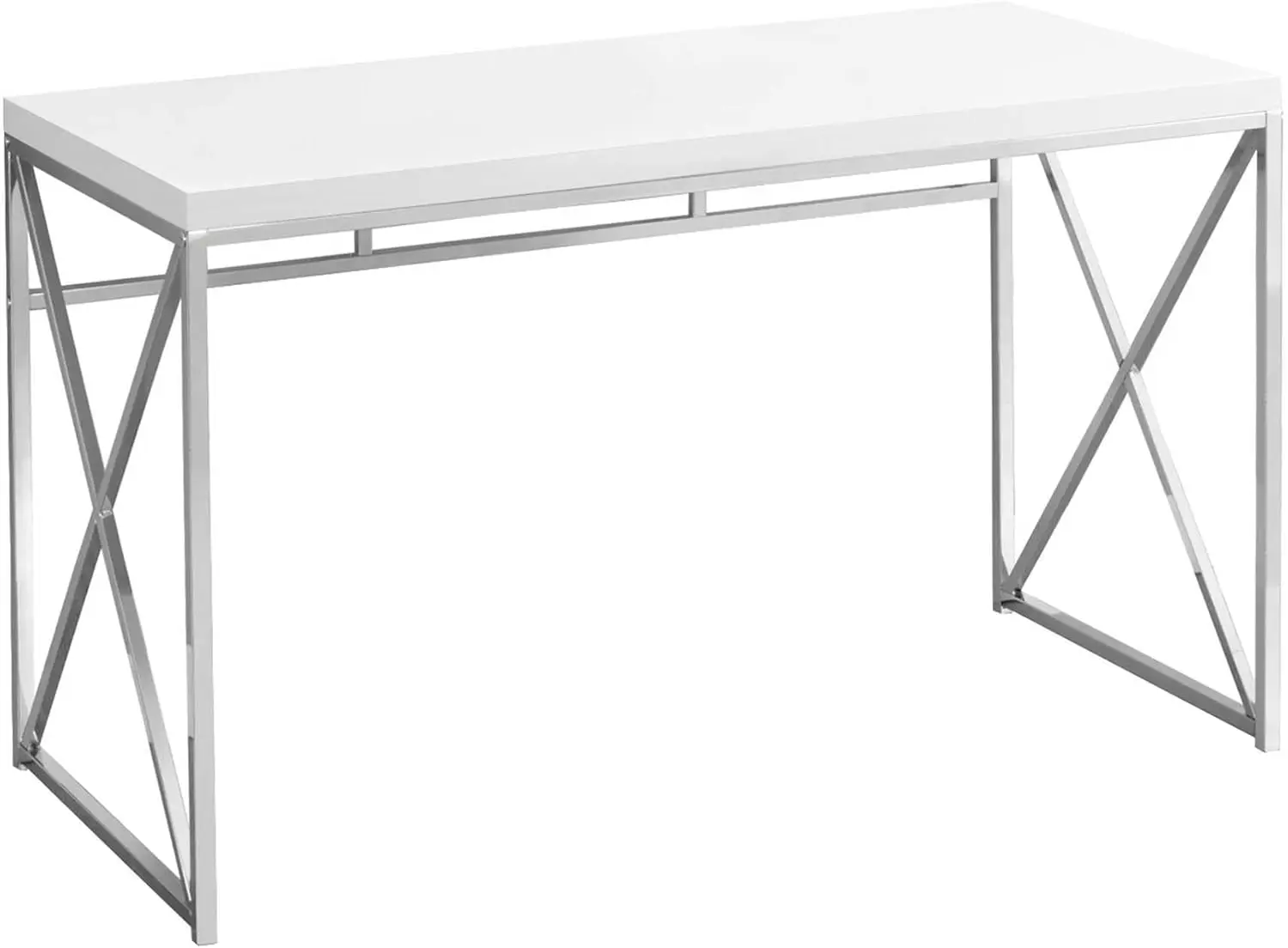 stylish industrial metal writing desk for home and office, 48" length, black and chrome frame