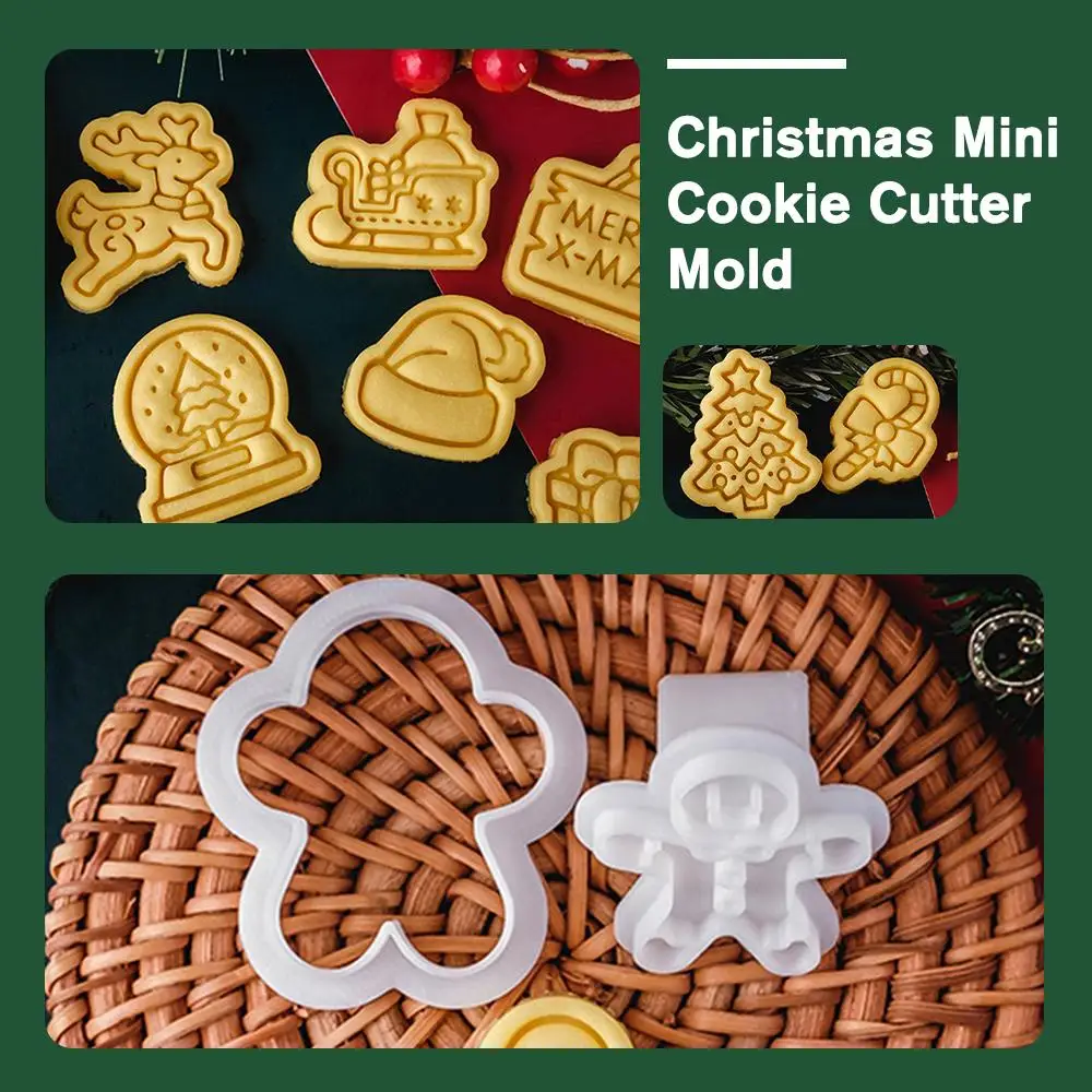 

Christmas Mini Cookie Cutter Mold Plastic 3D Santa Stamp Elk Gingerbread Decorating DIY Tools Cartoon Cake Man Pastry Biscu L5U1