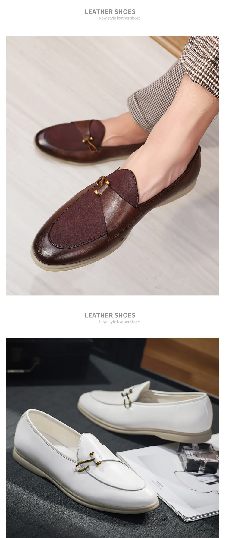 Brand Men's Casual Leather Shoes Mens Fashion Patchwork Party Wedding Loafers Moccasins Men Slip-on Comfortable Driving Flats